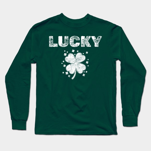 Vintage Style Lucky Clover retro St Patrick's Day good luck St Patrick's Day four leaf Shamrock 4 leaf clover Long Sleeve T-Shirt by First Phenixs